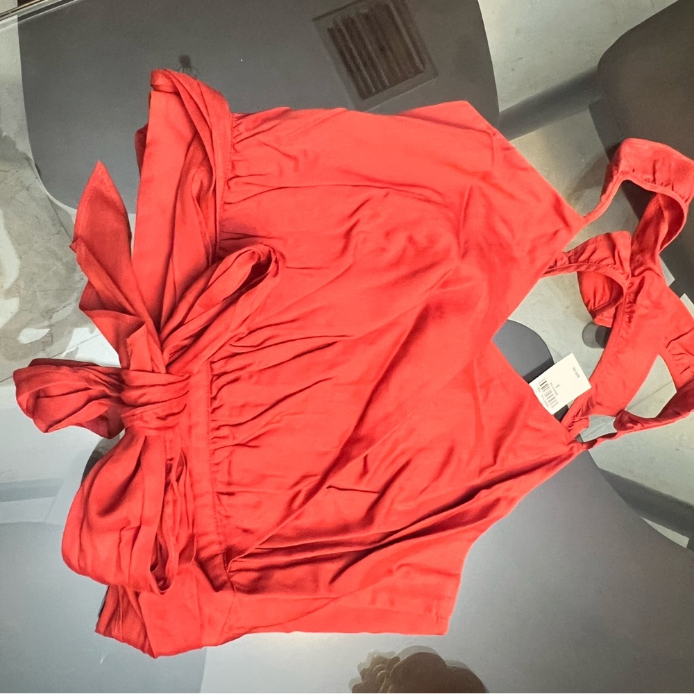 Express Red Sleeveless Tie-Front Tank
